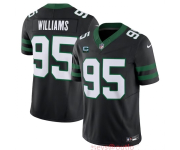 Men's New York Jets #95 Quinnen Williams Black 2024 F.U.S.E. With 2-Star C Patch Vapor Limited Stitched Jersey