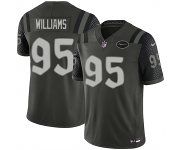 Men's New York Jets #95 Quinnen Williams Black 2025 F.U.S.E. “Rivalries” Vapor Limited Football Stitched Jersey