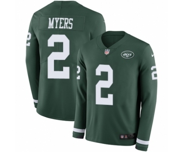Men's Nike New York Jets #2 Jason Myers Limited Green Therma Long Sleeve NFL Jersey