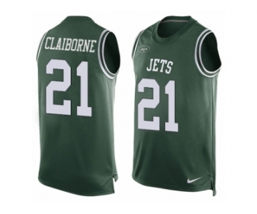 Men's Nike New York Jets #21 Morris Claiborne Limited Green Player Name & Number Tank Top NFL Jersey