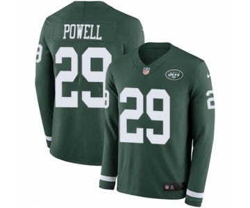 Men's Nike New York Jets #29 Bilal Powell Limited Green Therma Long Sleeve NFL Jersey