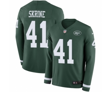 Men's Nike New York Jets #41 Buster Skrine Limited Green Therma Long Sleeve NFL Jersey