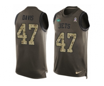 Men's Nike New York Jets #47 Kellen Davis Limited Green Salute to Service Tank Top NFL Jersey