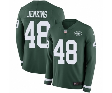 Men's Nike New York Jets #48 Jordan Jenkins Limited Green Therma Long Sleeve NFL Jersey
