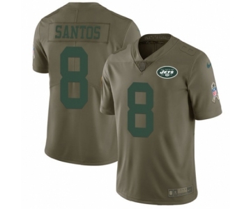 Men's Nike New York Jets #8 Cairo Santos Limited Olive 2017 Salute to Service NFL Jersey
