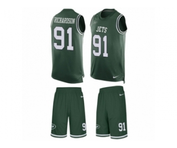 Men's Nike New York Jets #91 Sheldon Richardson Limited Green Tank Top Suit NFL Jersey