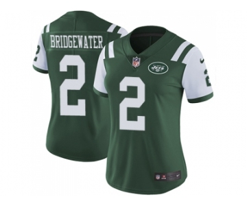 Women Nike New York Jets #2 Teddy Bridgewater Green Team Color Stitched NFL Vapor Untouchable Limited Jersey