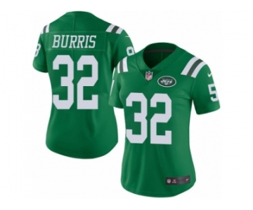 Women Nike New York Jets #32 Juston Burris Limited Green Rush Vapor Untouchable NFL Jersey