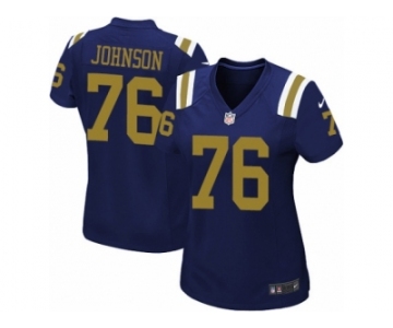 Women Nike New York Jets #76 Wesley Johnson Game Navy Blue Alternate NFL Jersey