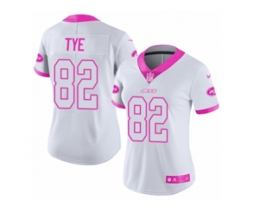 Women Nike New York Jets #82 Will Tye Limited White Pink Rush Fashion NFL Jersey