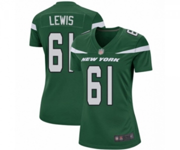 Women's New York Jets #61 Alex Lewis Game Green Team Color Football Jersey