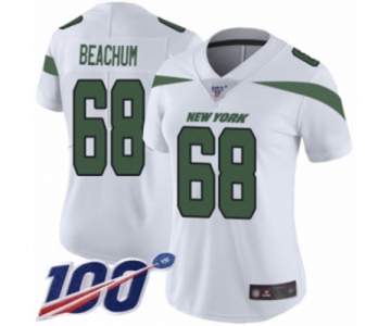 Women's New York Jets #68 Kelvin Beachum White Vapor Untouchable Limited Player 100th Season Football Jersey