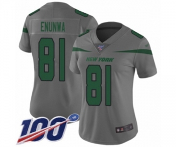 Women's New York Jets #81 Quincy Enunwa Limited Gray Inverted Legend 100th Season Football Jersey