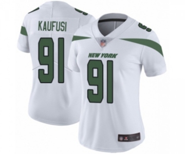 Women's New York Jets #91 Bronson Kaufusi White Vapor Untouchable Limited Player Football Jersey