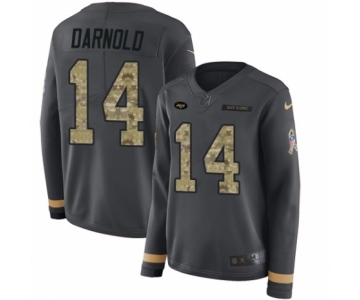Women's Nike New York Jets #14 Sam Darnold Limited Black Salute to Service Therma Long Sleeve NFL Jersey