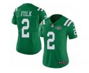 Women's Nike New York Jets #2 Nick Folk Limited Green Rush NFL Jersey