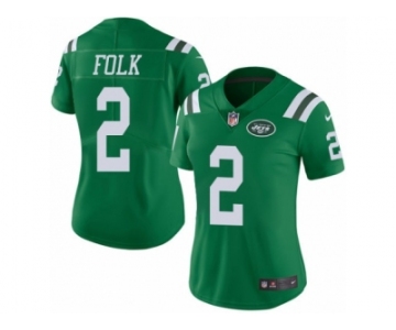 Women's Nike New York Jets #2 Nick Folk Limited Green Rush NFL Jersey