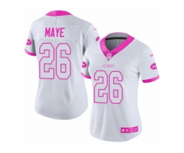 Women's Nike New York Jets #26 Marcus Maye Limited White Pink Rush Fashion NFL Jersey