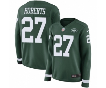 Women's Nike New York Jets #27 Darryl Roberts Limited Green Therma Long Sleeve NFL Jersey