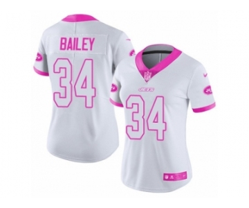 Women's Nike New York Jets #34 Dion Bailey Limited White Pink Rush Fashion NFL Jersey