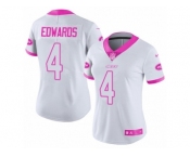 Women's Nike New York Jets #4 Lac Edwards Limited White Pink Rush Fashion NFL Jersey