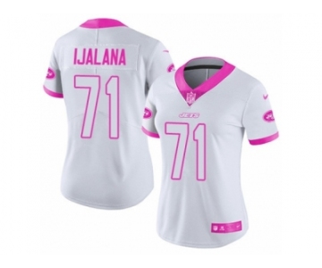 Women's Nike New York Jets #71 Ben Ijalana Limited White Pink Rush Fashion NFL Jersey
