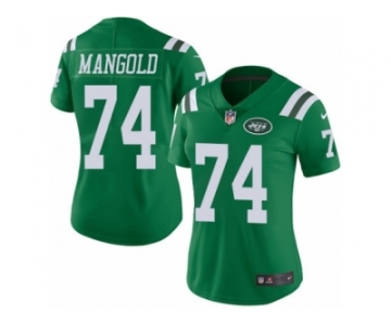 Women's Nike New York Jets #74 Nick Mangold Limited Green Rush NFL Jersey