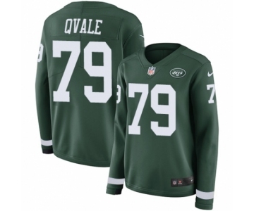 Women's Nike New York Jets #79 Brent Qvale Limited Green Therma Long Sleeve NFL Jersey