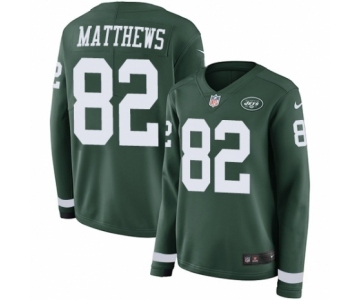Women's Nike New York Jets #82 Rishard Matthews Limited Green Therma Long Sleeve NFL Jersey