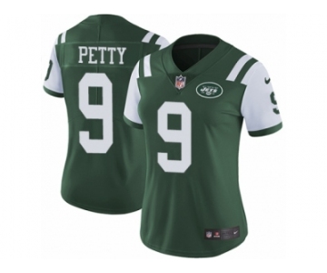 Women's Nike New York Jets #9 Bryce Petty Vapor Untouchable Limited Green Team Color NFL Jersey