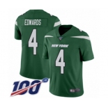 Youth New York Jets #4 Lac Edwards Green Team Color Vapor Untouchable Limited Player 100th Season Football Jersey