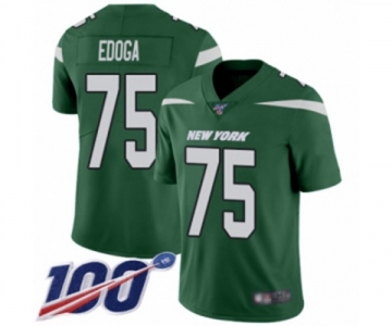 Youth New York Jets #75 Chuma Edoga Green Team Color Vapor Untouchable Limited Player 100th Season Football Jersey