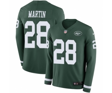Youth Nike New York Jets #28 Curtis Martin Limited Green Therma Long Sleeve NFL Jersey