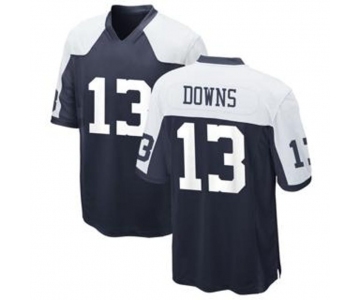 Men's Dallas Cowboys  #13 Downs Game Navy Blue Throwback Alternate Football Jersey