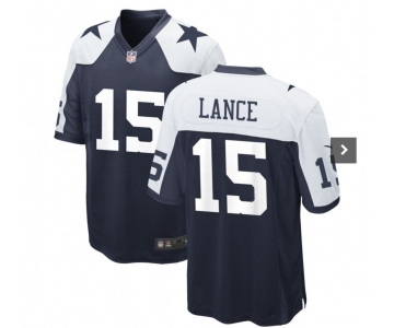 Men's Dallas Cowboys #15 Lance Game Navy Blue Throwback Alternate Football Jersey
