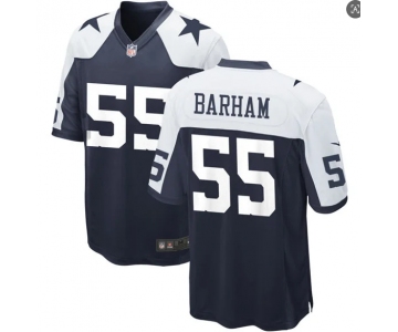 Mens Dallas Cowboys #55 Jaishawn Barham Game Navy Blue Throwback Alternate Football Jersey