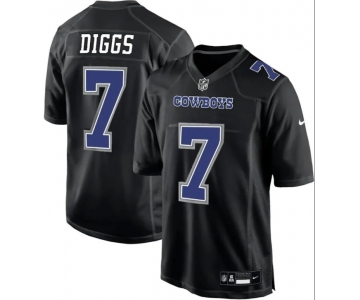 Men's Nike Dallas Cowboys #7 Trevon Diggs Carbon Black Fashion Game Jersey