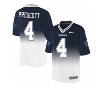 Men Nike Dallas Cowboys #4 Dak Prescott Navy Blue White Men's Stitched NFL Elite Fadeaway Fashion Jersey