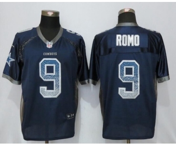 Men Nike Dallas Cowboys #9 Tony Romo Drift Fashion Elite Blue Jersey