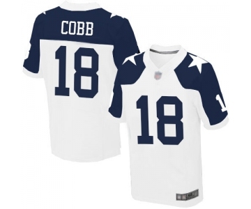 Men's Dallas Cowboys #18 Randall Cobb Elite White Throwback Alternate Football Jersey