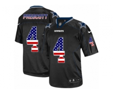 Men's Nike Dallas Cowboys #4 Dak Prescott Elite Black USA Flag Fashion NFL Jersey