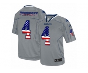 Men's Nike Dallas Cowboys #4 Dak Prescott Elite Grey USA Flag Fashion NFL Jersey