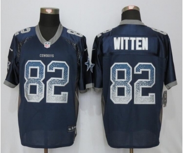 Men's Nike Dallas Cowboys #82 Jason Witten Drift Fashion Blue Elite Jerseys