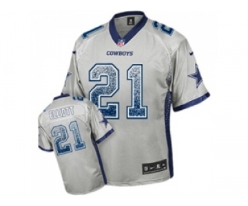 Nike Dallas Cowboys #21 Ezekiel Elliott Grey Men's Stitched NFL Elite Drift Fashion Jersey