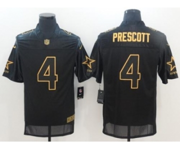 Nike Dallas Cowboys #4 Dak Prescott Black Men's Stitched NFL Elite Pro Line Gold Collection Jersey