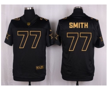 Nike Dallas Cowboys #77 Tyron Smith Black Pro Line Gold Collection Jersey[Elite]