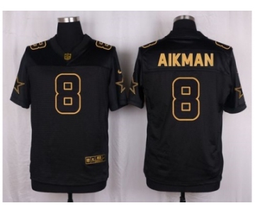 Nike Dallas Cowboys #8 Troy Aikman Black Pro Line Gold Collection Jersey[Elite]