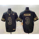 Men Dallas Cowboys #3 George pickens Black Gold 2025 F U S E 94 Marshawn Kneeland Memorial Patch Vapor Limited Stitched Football Jersey