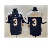 Men Dallas Cowboys #3 George pickens Navy F U S E With John Madden Patch 26 Established In 1960 Patch Thanksgiving Vapor Limited Stitched Football Jersey Men Dallas Cowboys #3 George pickens Navy F U S E With John Madden Patch 26 Established In 1960 Patch Thanksgiving Vapor Limited Stitched Football Jersey