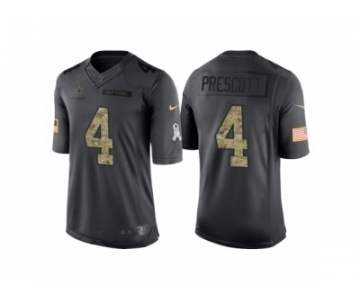 Men Dallas Cowboys #4 Dak Prescott Anthracite Camo 2016 Salute to Service Limited Jersey